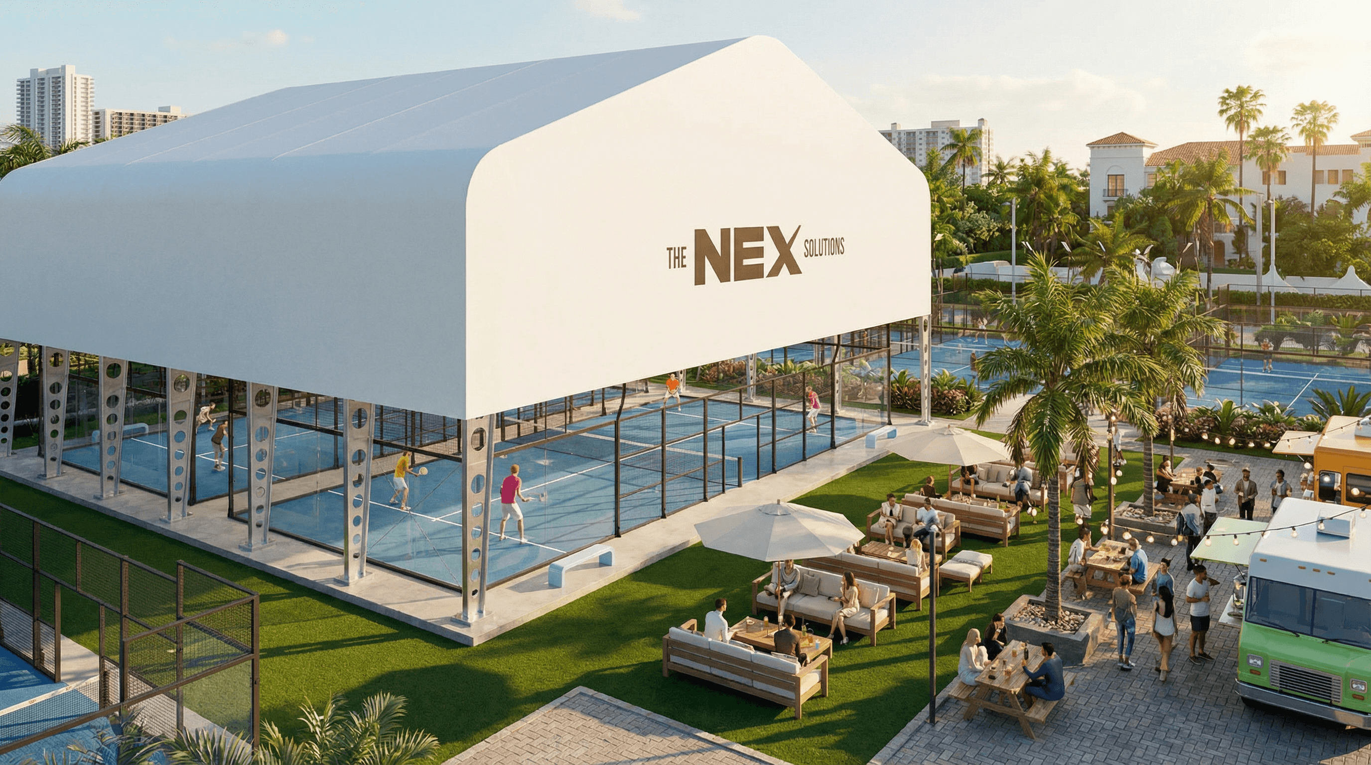 Padel facility with The NEX Solutions roofing